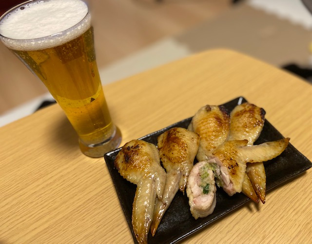 手羽先餃子とビール