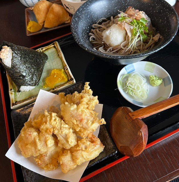 おろし蕎麦＋鶏天皿ハーフ＋Nスペシャルおむすび